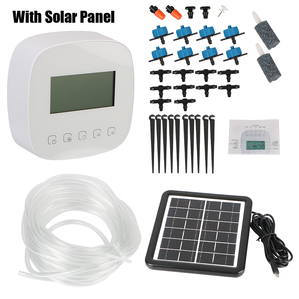 Minuterie d'arrosage numérique Tuya avec panneau solaire, contrôleur d'irrigation micro-goutte, minuterie d'eau automatique intelligente, WiFi: WHITE