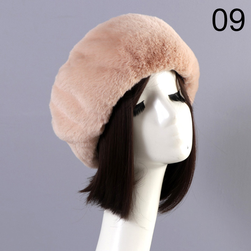 Winter Elastic Earmuffs Turban Thick Furry Hairband Fluffy Russian Faux Fur Women Fur Headband Hat Outdoor Earwarmer Ski Hats: 09