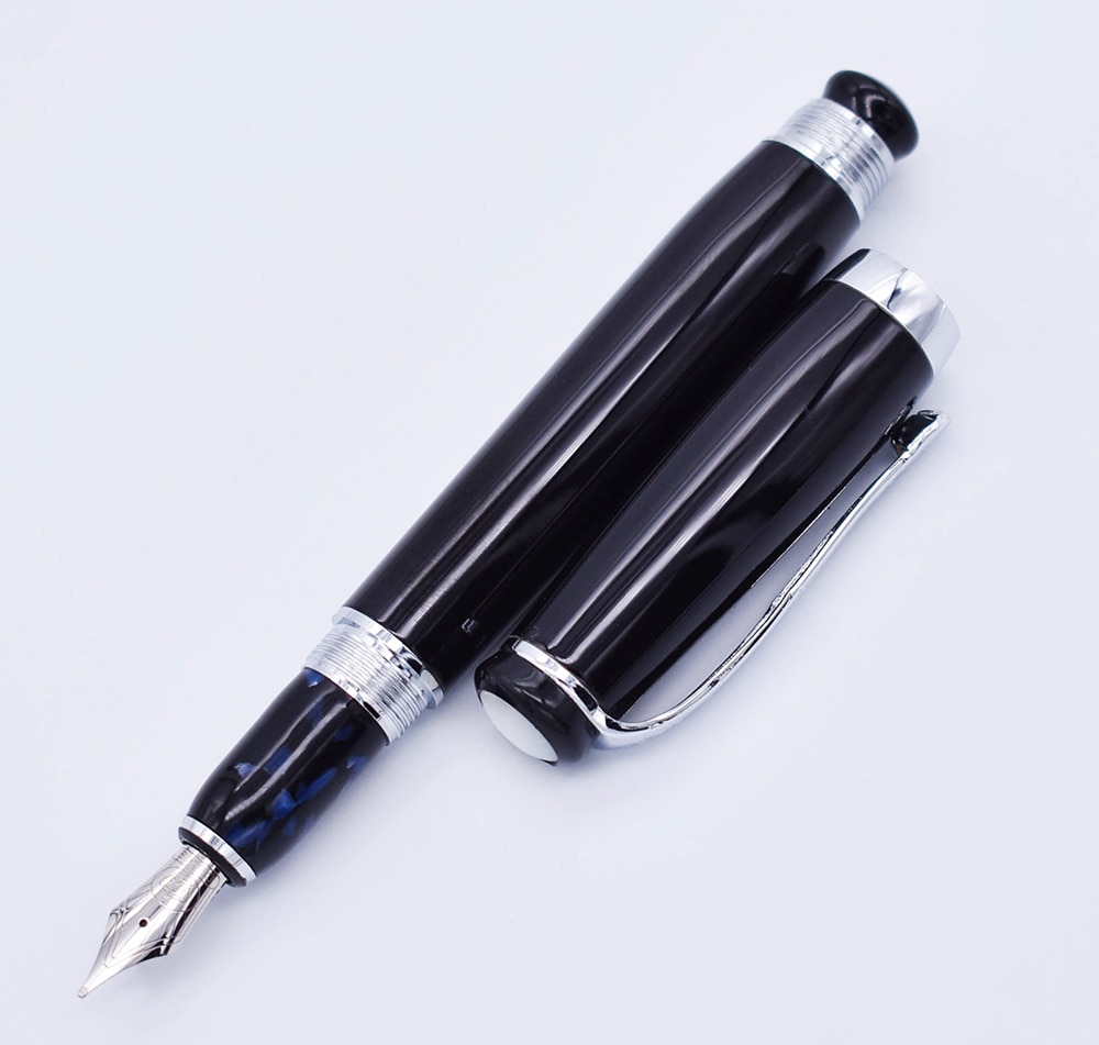 Duke Tutor Classic Fountain Pen , Black Barrel and White Pearl on Top , Ideal for Business Office Home or