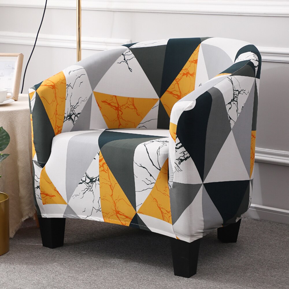 Club Chair Slipcover Stretch Armchair Covers Printed Tub Chair Cover Sofa Cover Spandex Couch Covers For Bar Counter Living Room