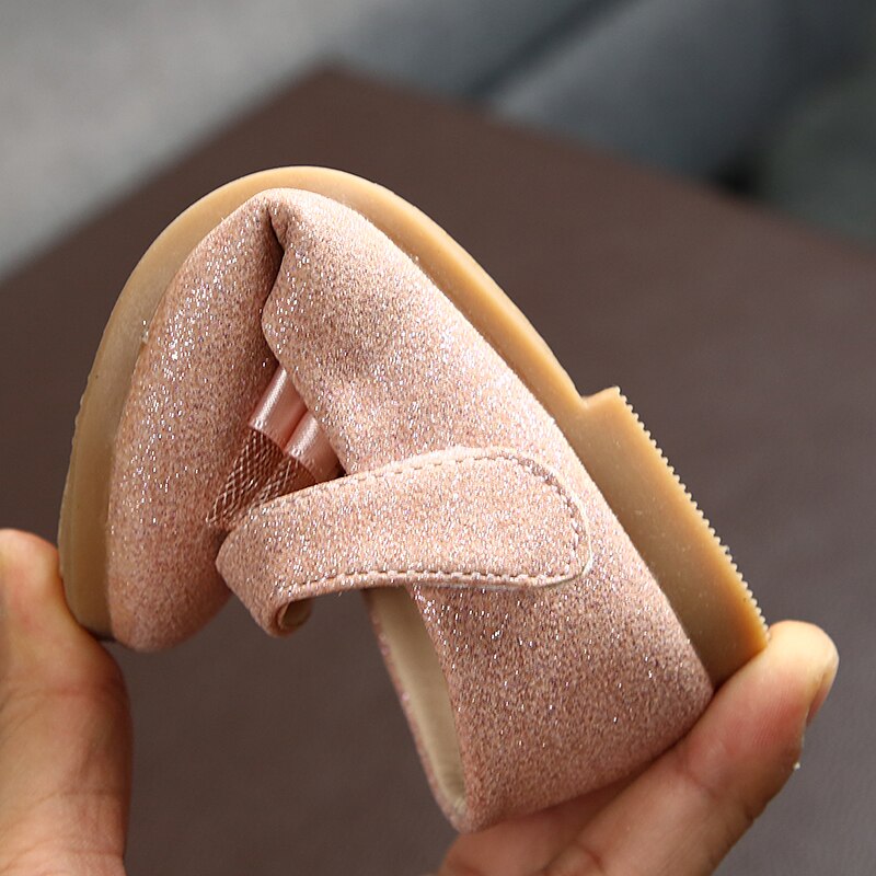 Piger festsko guld pink prinsesse sko lyst læder små pige sko til børn børn bowknot single sko