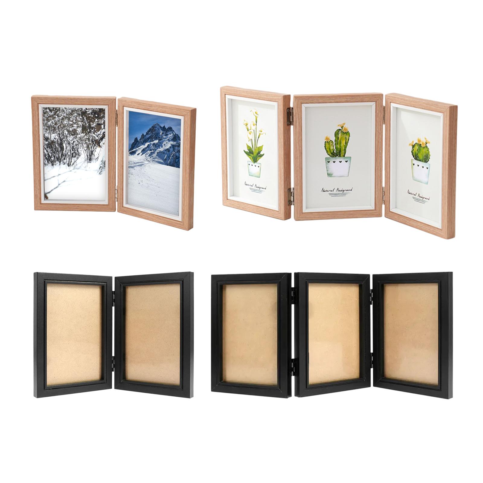 Klappbarer Fotorahmen, faltbarer Bilderrahmen aus Holz, 10,2 x 15,2 cm, Familienfotocollage für Eingangsbereich, Flur, Tischplatte, Schreibtisch, Heimdekoration