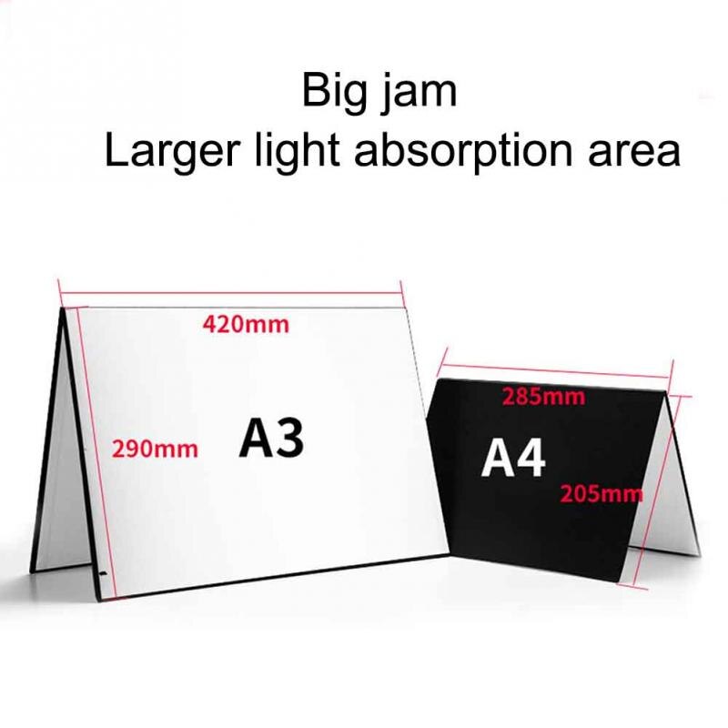 3-In-1 Kartonnen Licht Reflector Voor Fotografie, Studie Tafel, Voedsel, En Product Foto 'S, 42X29 Cm, Zwart, Zilver & Wit