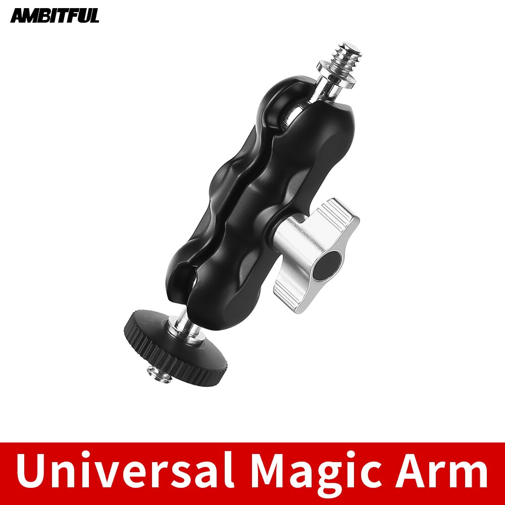 AMBITFUL Adjustable Universal Magic Arm with Small Ballhead for Monitor or Video Light Support with 1/4 Screw on Both Sides