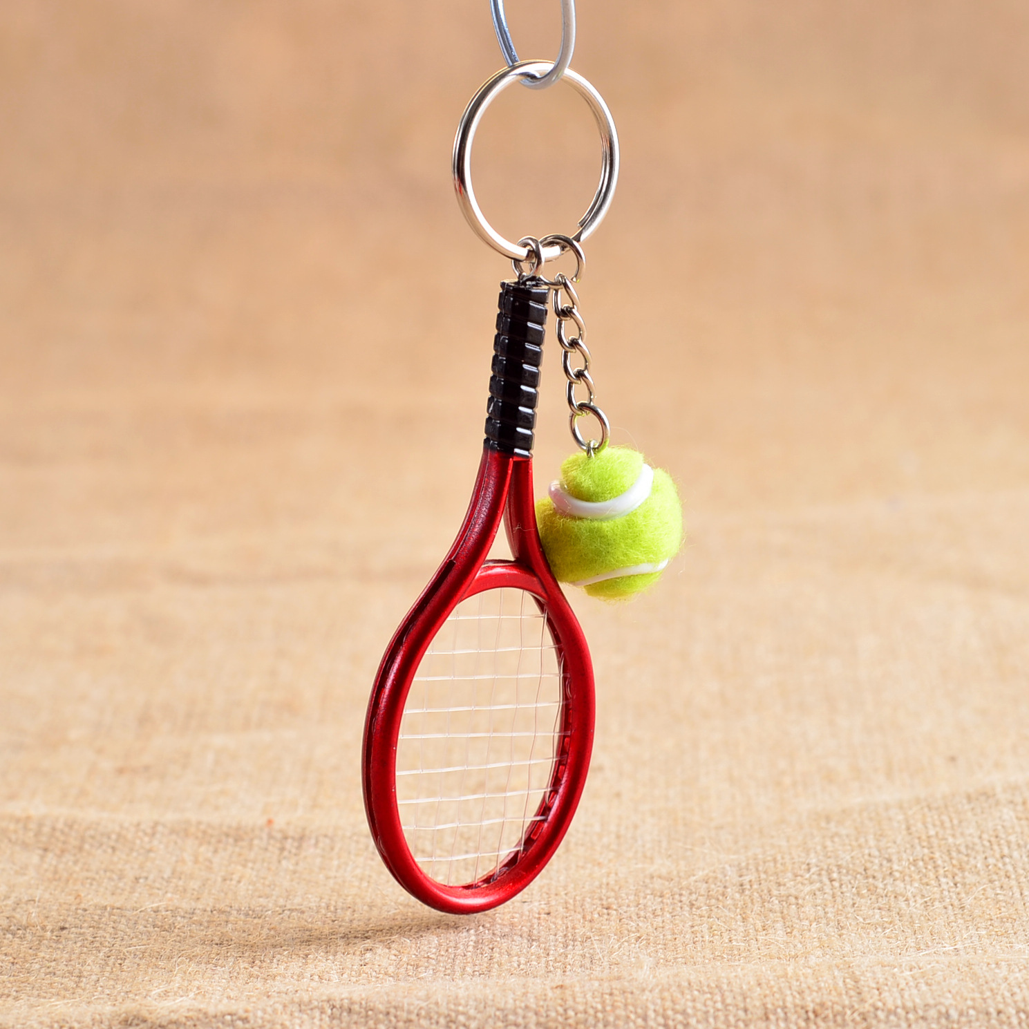 Leuke Sport Mini Tennisracket Hanger Sleutelhanger Sleutelhanger Key Chain Ring Finder Holer Accessoires Voor Tiener Fan #1-17162: Red
