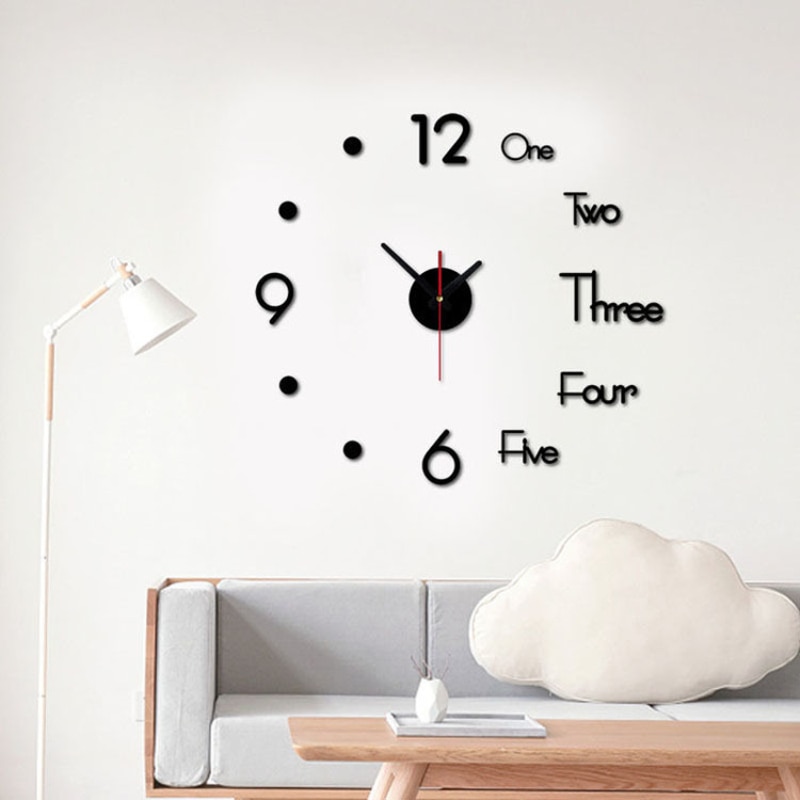 3D Modern Wall Clock Sticker Large Wall Modern Wall Sticker Silent Home Decor Living Room Acrylic Mirror Nordic Clocks