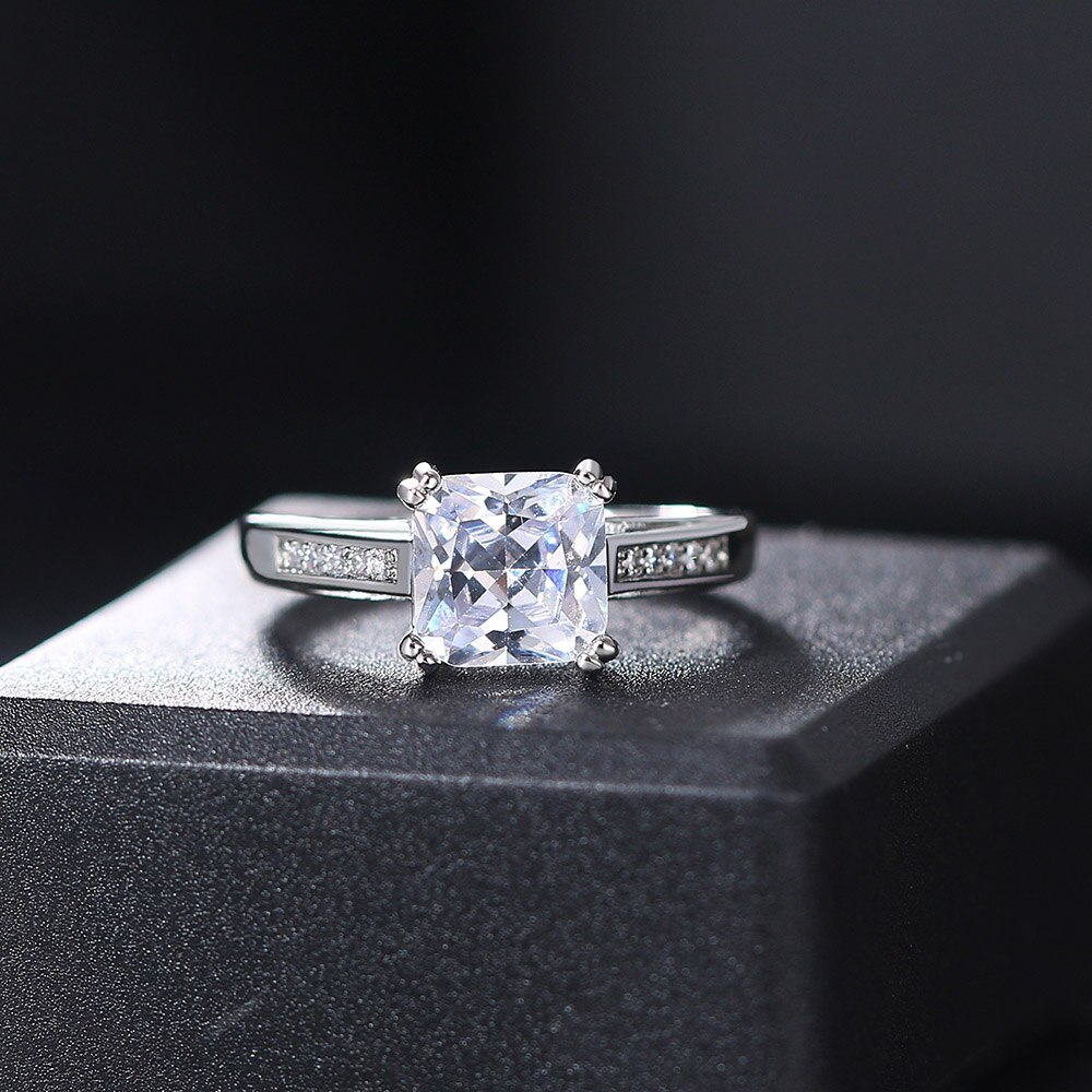 Zhouyang luksus bryllup kvinders ring med store sten zirkon enkle klassiske hvidguld farve  r569 #39