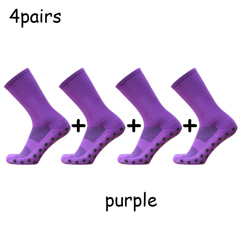 Football Socks Hexagonal Non-slip Silicone Sole Compression and Breathable Football Socks: purple