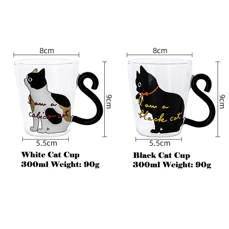 Cute Cat Milk Coffee Mug Water Glass Mug Cup Tea Cup Cartoon Kitty Home Office Cup For Fruit Juice