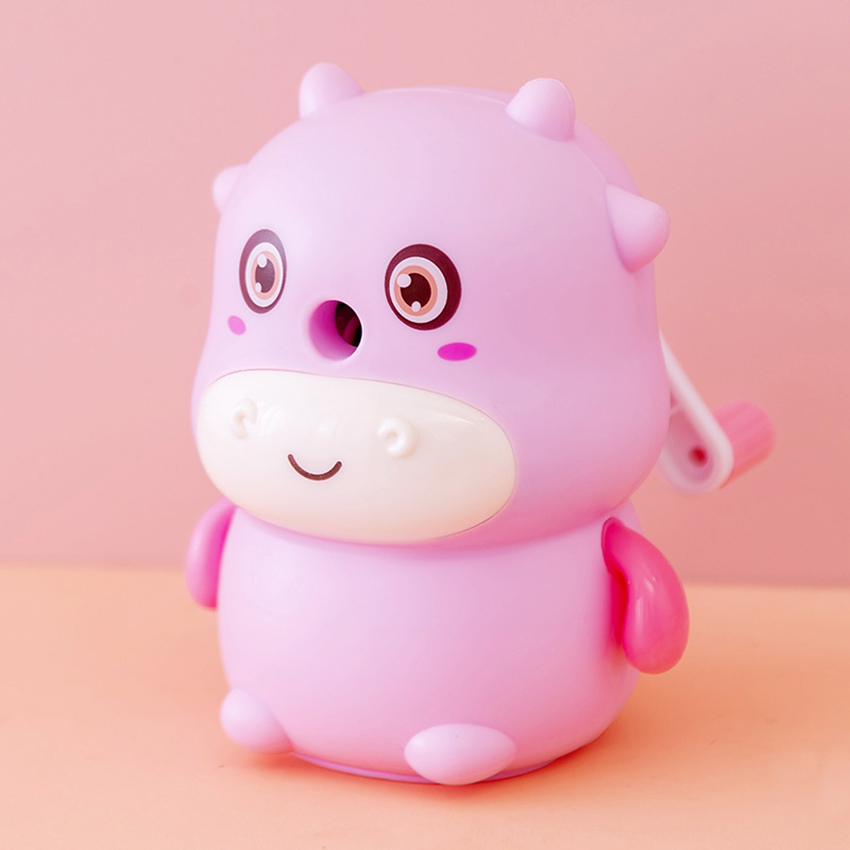 Cute Cow Pencil Sharpener Manual Pencil Sharpener Plastic Pencil Sharpener Handheld Perfect for Kids, Pink, Yellow, Blue: Pink