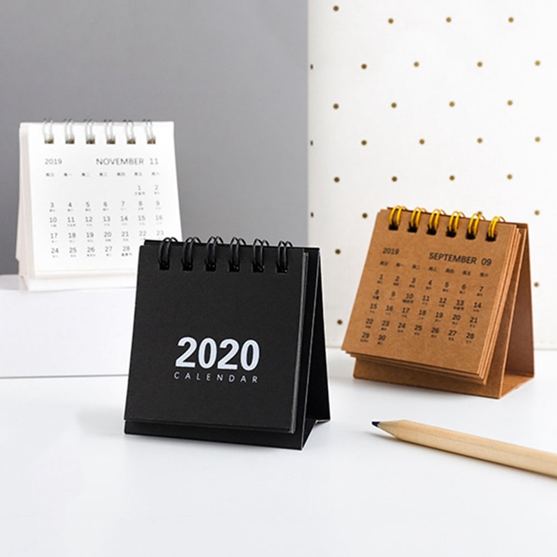 Jaar Mini Tafel Kalender Kawaii Eenvoudige Bureau Coil Notepad Kraftpapier Kalender Dagelijkse Schema Jaarlijks Agenda Organisator