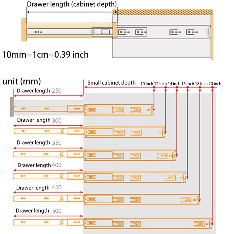 2022 Drawer Rails Full Extension Heavy Duty Runners 55.12 lbs Load Capacity Rails