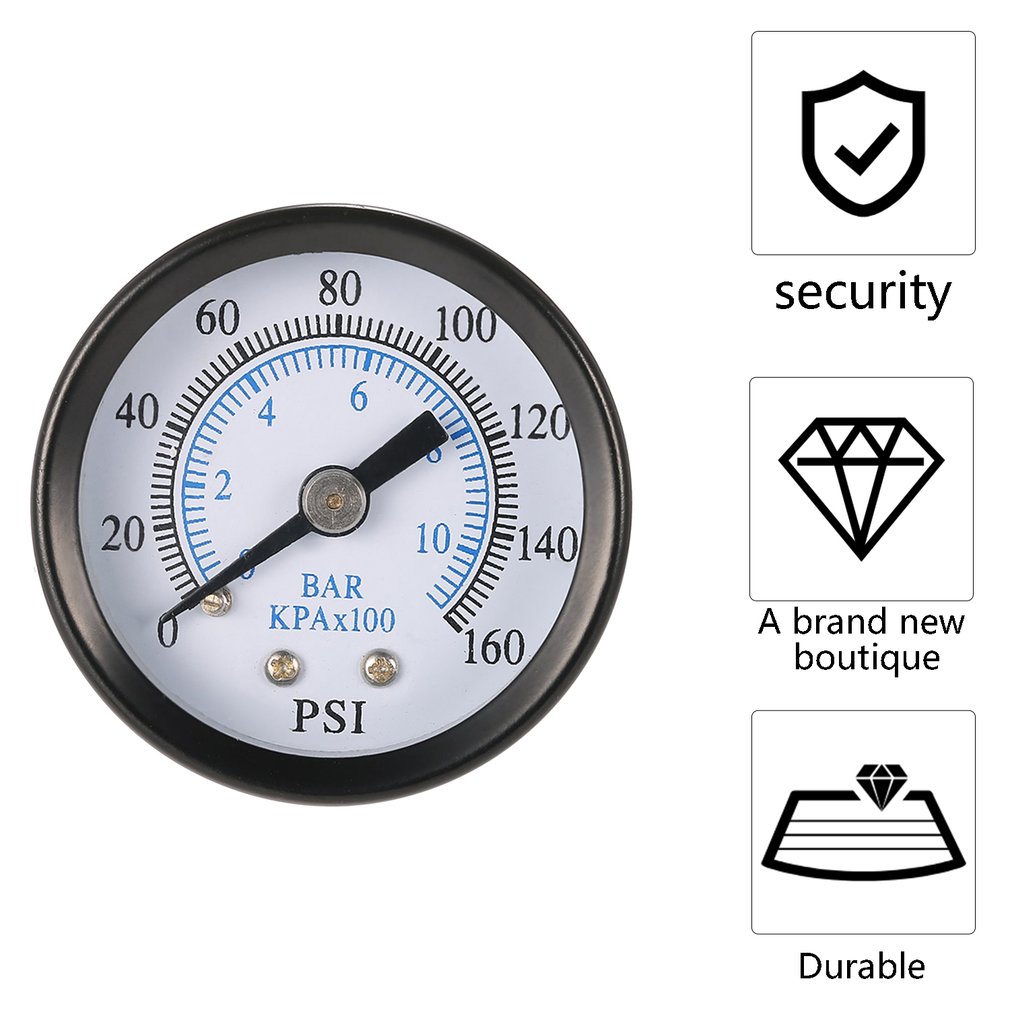 1/8 Inch 160 Psi 0-10bar Compressor Compressed Air Pressure Gauge Small Double Scale Measurer Ts-40