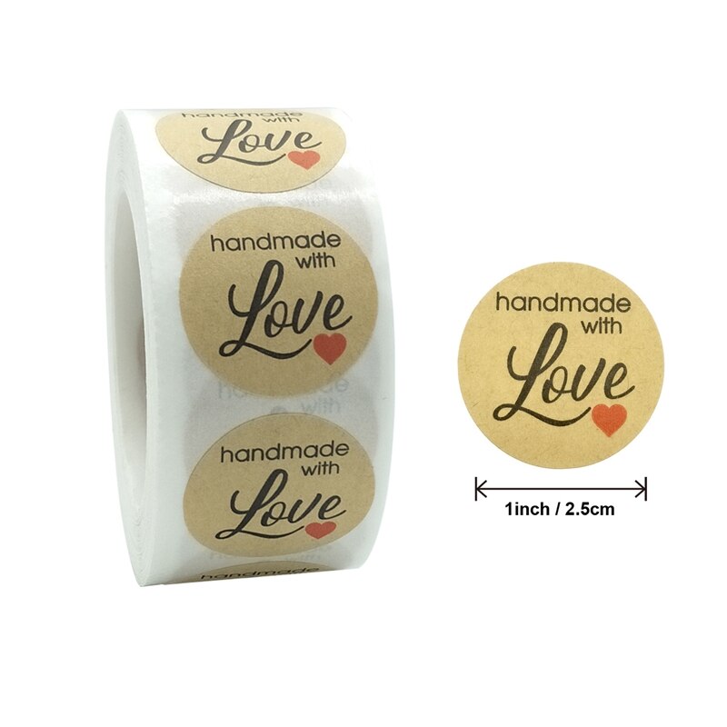 1500 stuks/rol bedankjes en gouden hartjes kraft stickers met ronde stickers voor scrapbooking verpakking  (3 rollen)