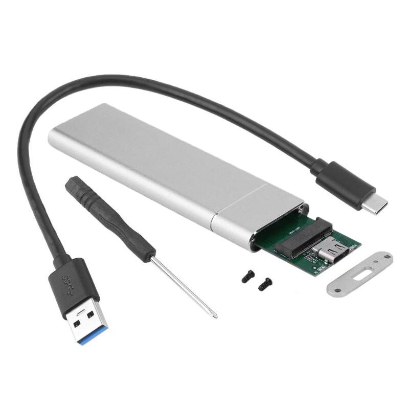 Boîtier pour disque dur SSD SATA NGFF M2, boîtier externe M.2 à type-c USB 3.1, Support 2230, 2242, 2260, 2280: Silver C to A