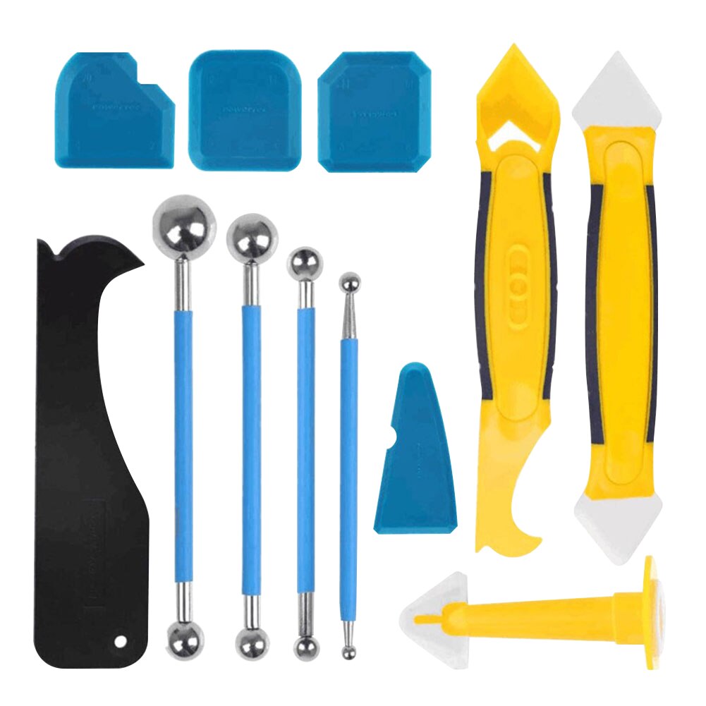 11/12/20Pcs Window Deur Siliconenkit Spreader Spatel Schraper Cement Kalefateren Removal Tool Afwerking Kit Grout kit Breeuwen: 12PCS