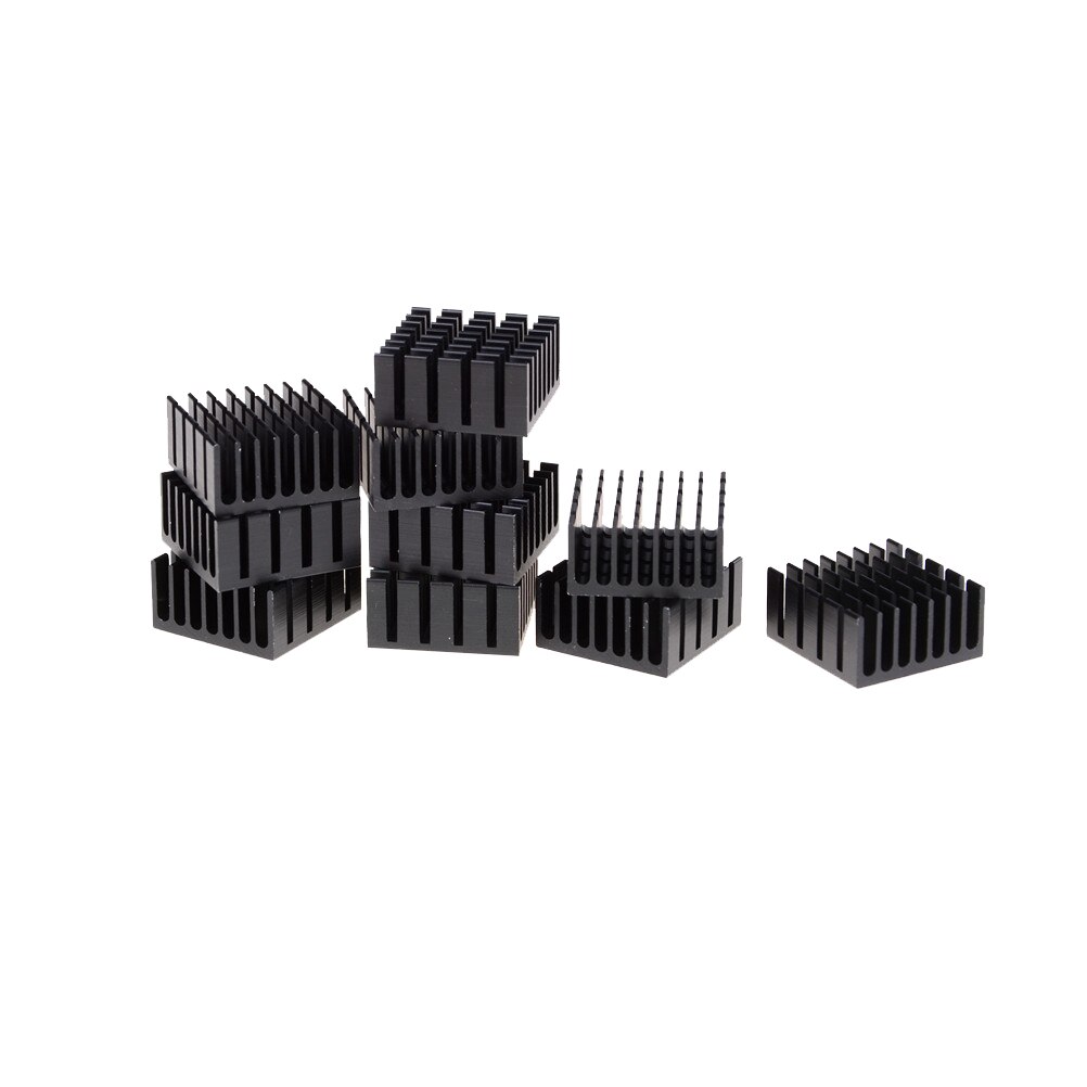 10 stk/parti 20mm x 20mm x 10mm køleplader køleplader køler aluminium radiator sort farve