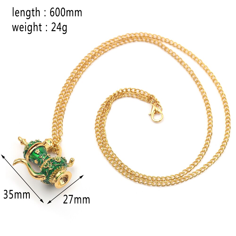 FXM Bohème Teetasse Anhänger Halskette Damen - Handgefertigt Emaille Metall Pullover Kette Schmuck: Xl1334