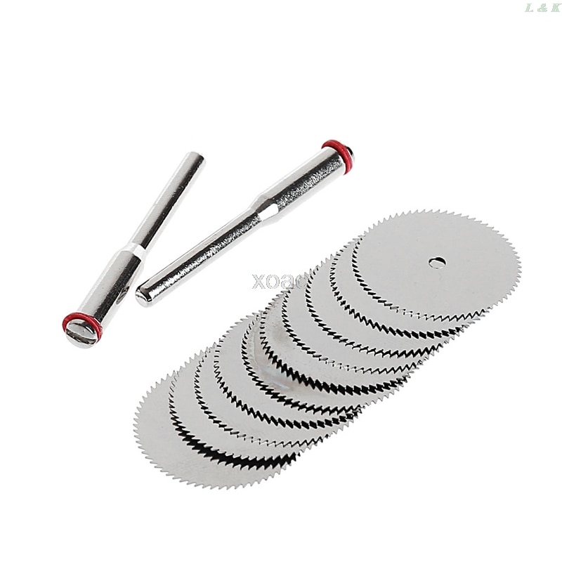 10 x 22mm Wood Circular Saw Blade Disc + 2 x Rod Dremel Rotary Cutting Tool M05