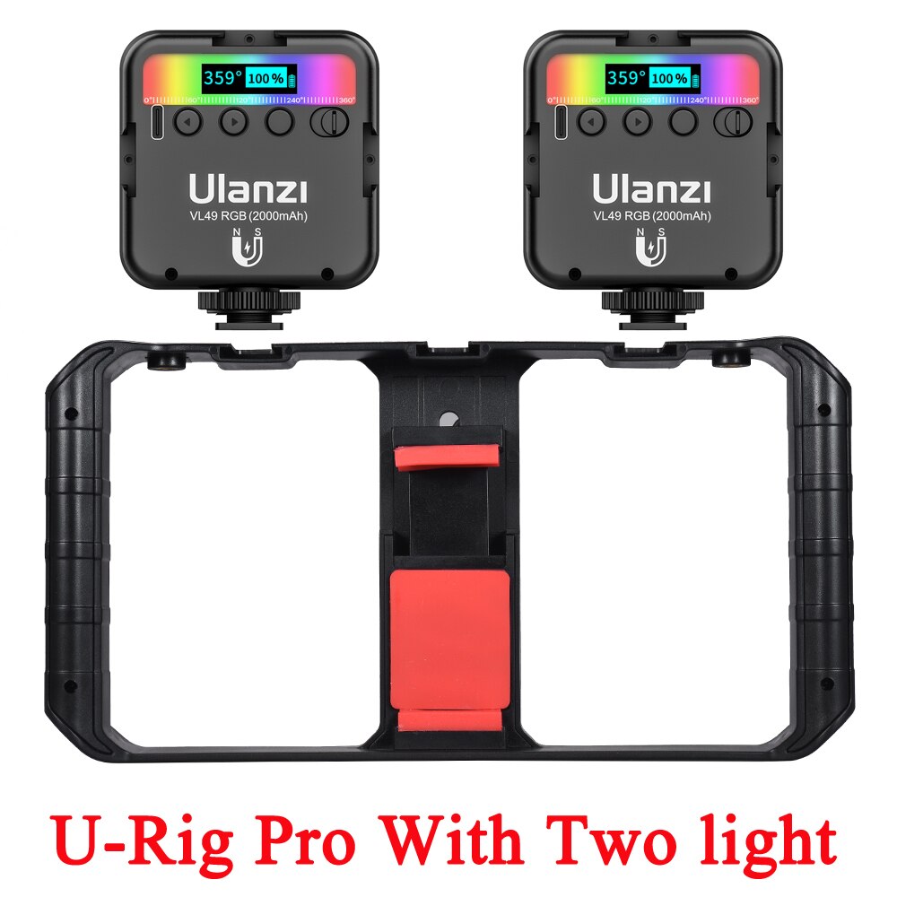 Ulanzi VL49 RGB Tasche LED Video Licht Fotografie Füllen Licht 2500K-9000K Dimmbare CRI95 + Gebaut-in Batterie mit Kalten Schuh Halterungen: U Anlage Profi zwei hell