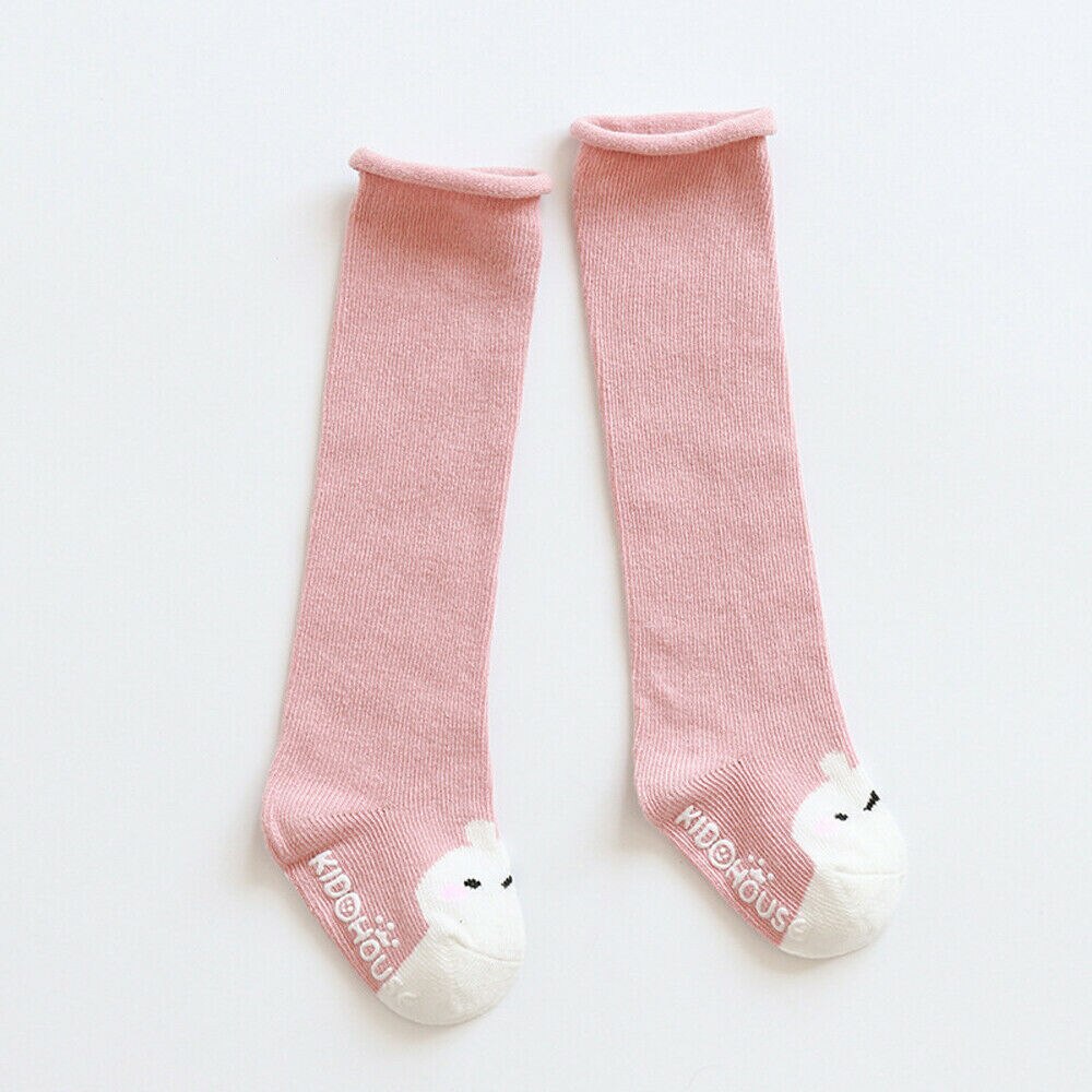 Cartoon Dier Baby Kousen Sokken Leuke Katoenen Kniehoge Sokken Anti-Slip Peuter Kleine Baby Lange Been Warmer Kids kousen: Roze / 3T