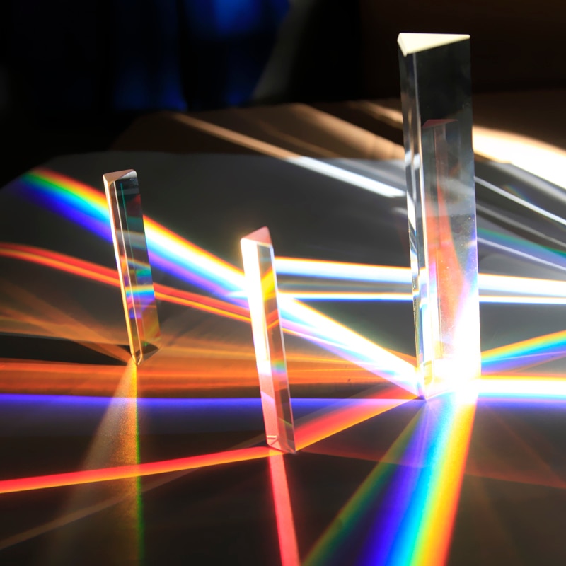 30*30*150mm trekantede krystalprisme, optisk glasprisma, prismefotograferingsfilter, spektrumfysikprisme til foto