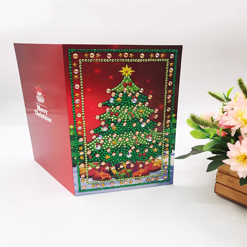 1Pcs Cartoon Paper Greeting Postcards Craft 5D DIY Diamond Painting Kids Festival Greet Cards Mini Santa Claus Merry Christmas