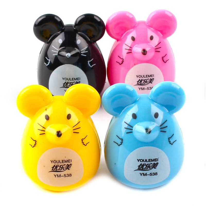 Sacapuntas con forma de bombilla para niños, sacapuntas de plástico con forma de búho, ratón, para , papelería, suministros escolares, 1 uds.: Mouse