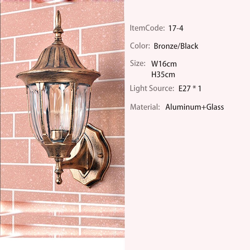 ledet utebelysning vegglys utelys med ledet balkonglys aluminium  e27 lampe: 17-4 w16 h35cm / Bronse