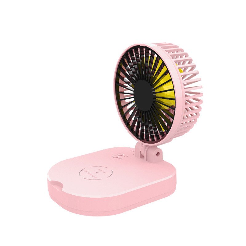 Mini Portable 2-in-1 Fan & Phone Charger + USB charging + Wireless Charging 3-speed adjustable multi-function Car fan: Pink