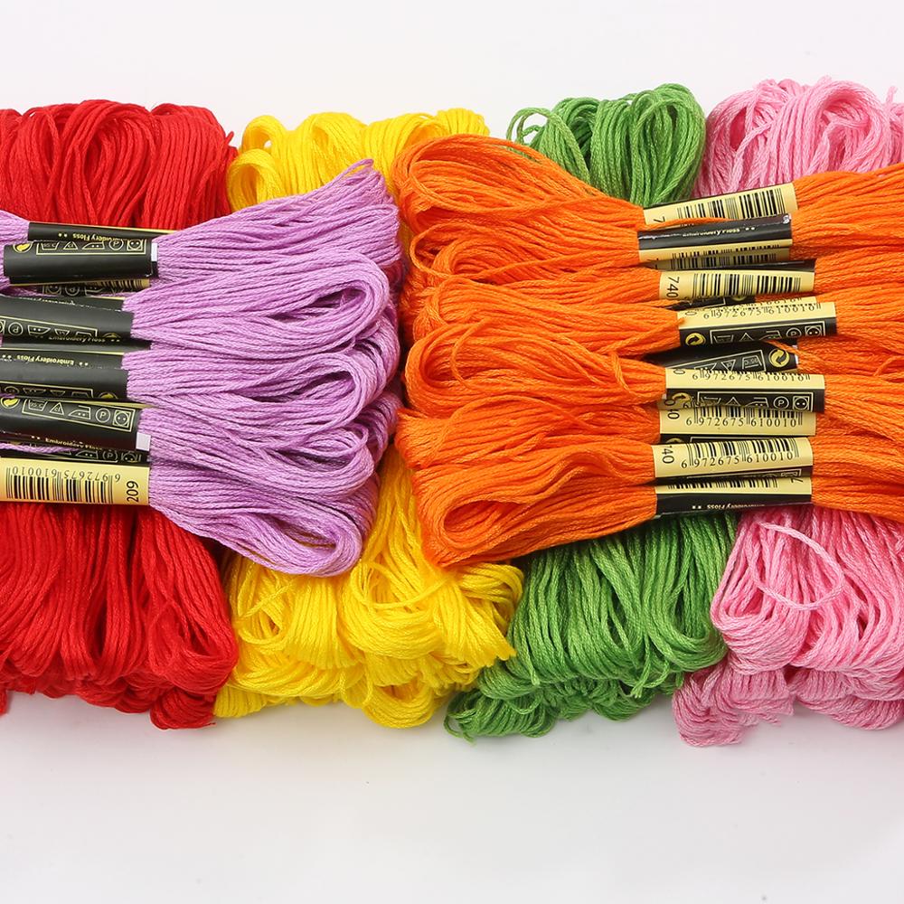 Madejas de costura de algodón Multicolor, hilos de punto de cruz, Kit de madeja de hilo de bordar, herramienta de costura DIY, novedad, 10 unidades por lote