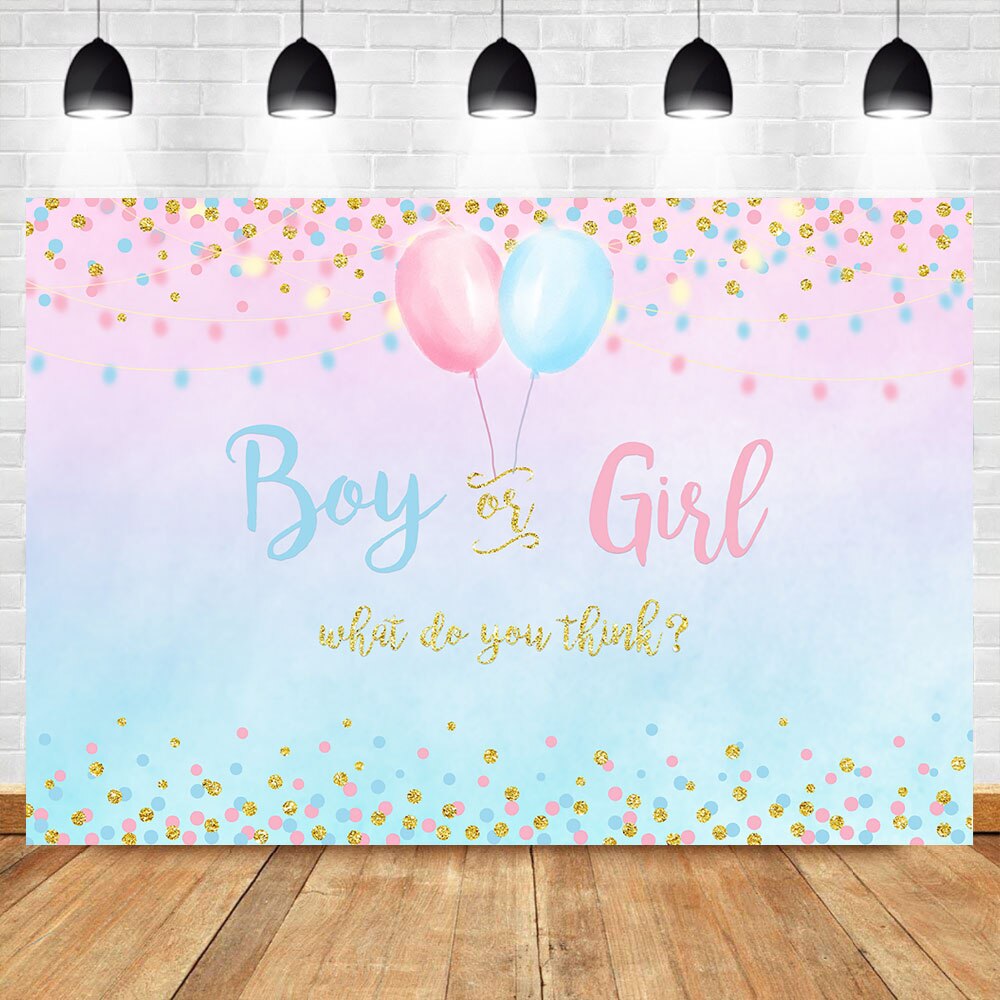 NeoBack Junge oder Mädchen Geschlecht Offenbaren Hintergrund Blau Rosa Punkte Ballon Fotografie Hintergrund Baby Dusche Party Banner Kulissen
