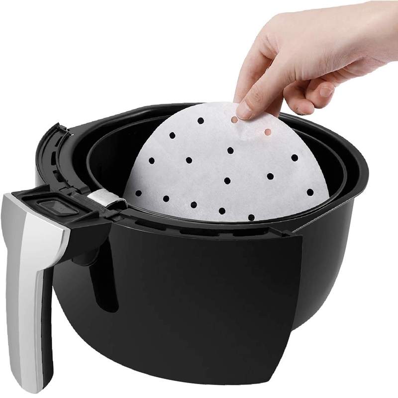 Air Friteuse Geperforeerde Perkament Vellen Papier Liners, 9 Inch (200 Vel) Voor Airfryer, bamboe Stoomboot Mand, Magnetron
