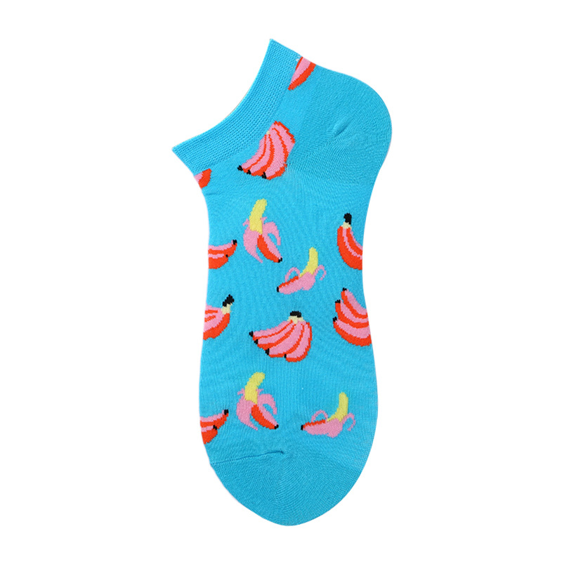 40 Style Colorful Short Socks Men Cotton Novelty Oil Painting Animals Food Avocado Casual Funny Ankle Sox: Yellow purple