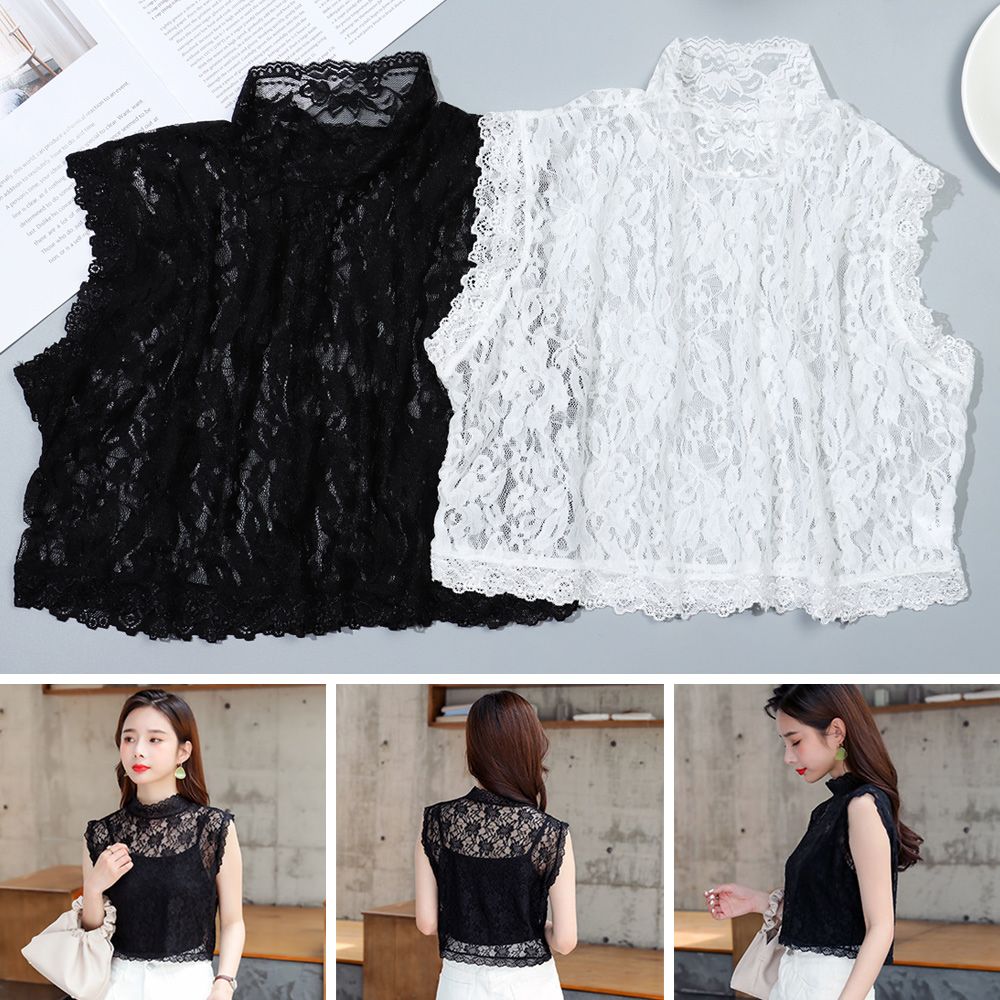 Chemisier Vintage à faux col en dentelle pour femmes, chemise Simple à la , faux cravate à revers, accessoire de vêtements
