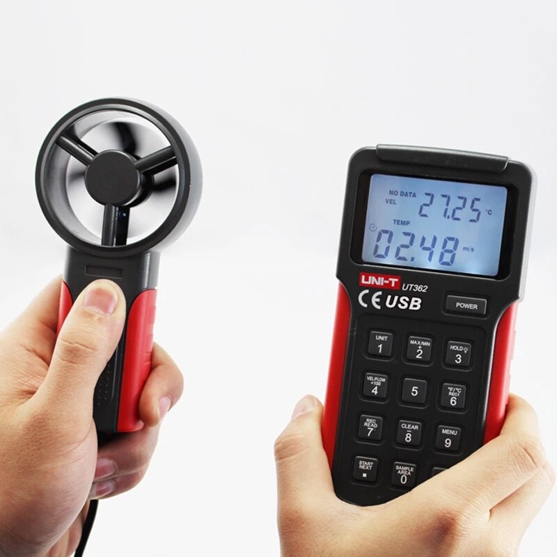 UNI-T UT361/UT362/UT363/UT363BT/UT 363 S Digital Anemometer Wind Speed Air Volume Meter Tachometer Data Storage Logger