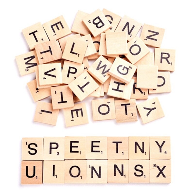 100 stk / parti az engelske bogstaver sæt ord scrapbooking nummer alfabet flise træ brev blok diy håndværk legetøj