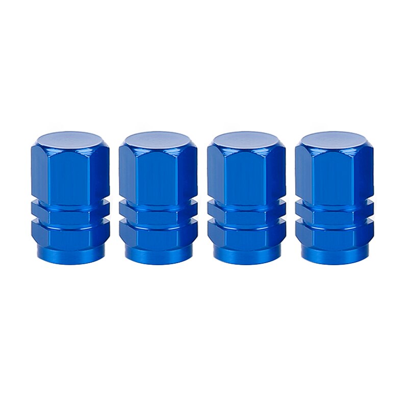 4 stuks Auto Band Ventieldopjes Auto Wiel Banden Kleppen Tyre Stem Air Caps Bolt-in Aluminium Theftproof ventieldopjes Auto Accessoires: Blauw