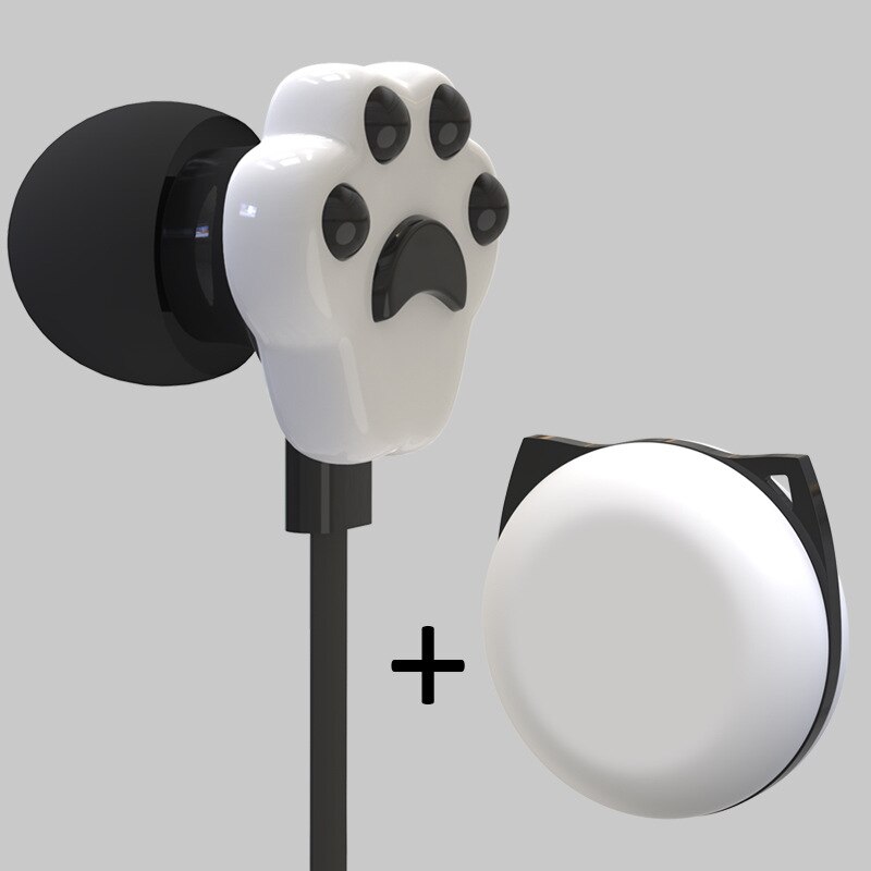 Cute Cat Claw Earphones 3.5mm Stereo in-ear Earbuds with Microphone for iPhone Samsung Xiaomi Girls Kids Child Student: Black