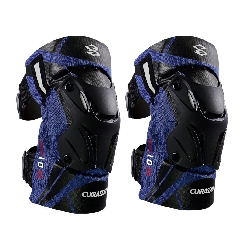 CUIRASSIER Schutz-Motorrad-Knieschoner, Motorrad-Knieschoner, MX-Schutz, verstellbar, Renngeschützer, Schutz, Nacht, reflektierend: Blau