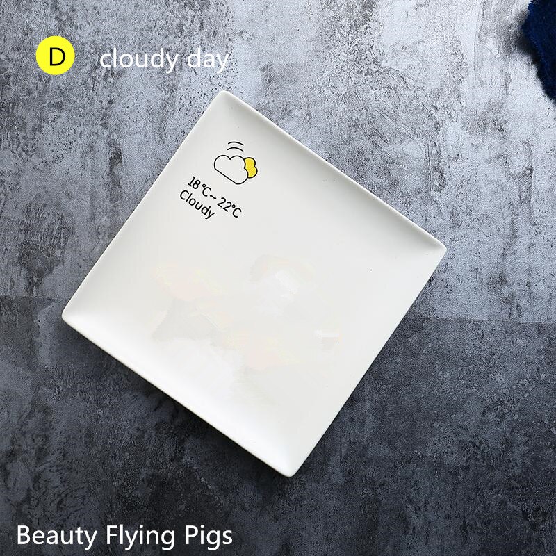 nordycki Zachodni stek kwadratowy talerz ceramiczny nowoczesna prostota kreatywna pogoda makaron ciasto talerz na owoce kochanie talerze 4 sztuk/zestaw: D 4szt 19cmx19cm