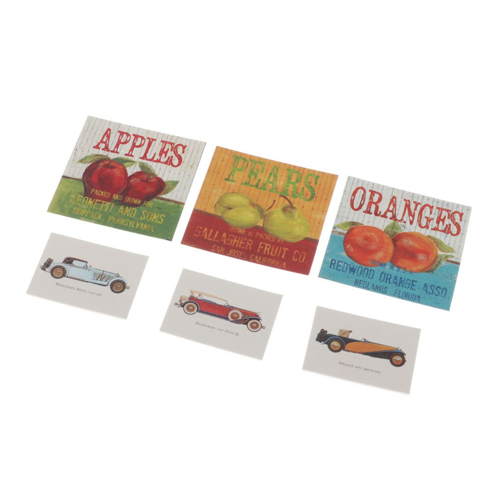 1:12 Miniatura casa delle bambole Foto Murale Pittura di Arte Della Parete Immagini arredamento -6pz