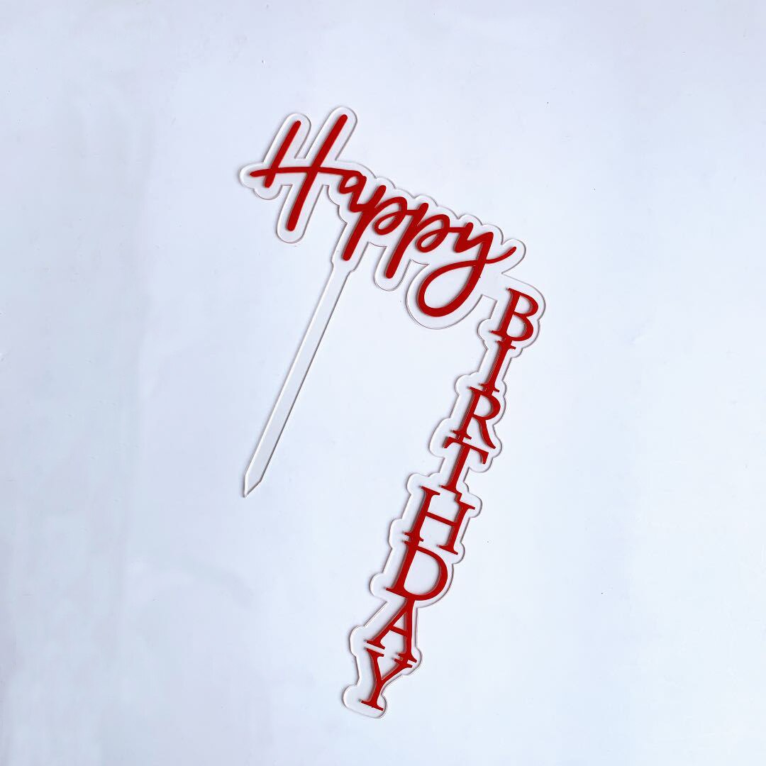 1pcs Happy Birthday Cake Topper Rose Gold Acrylic Vertical Gold Cake Topper For Birthday Party Cake Decorations: J