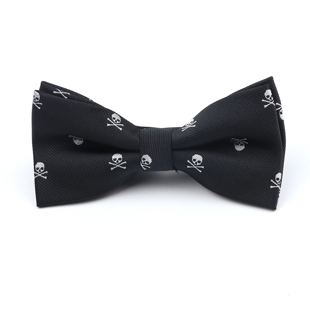 Skull Ties For Men Casual Slim Classic Polyester Neckties Man Tie for Wedding Halloween Party Male tie Neckwear: bowtie-1