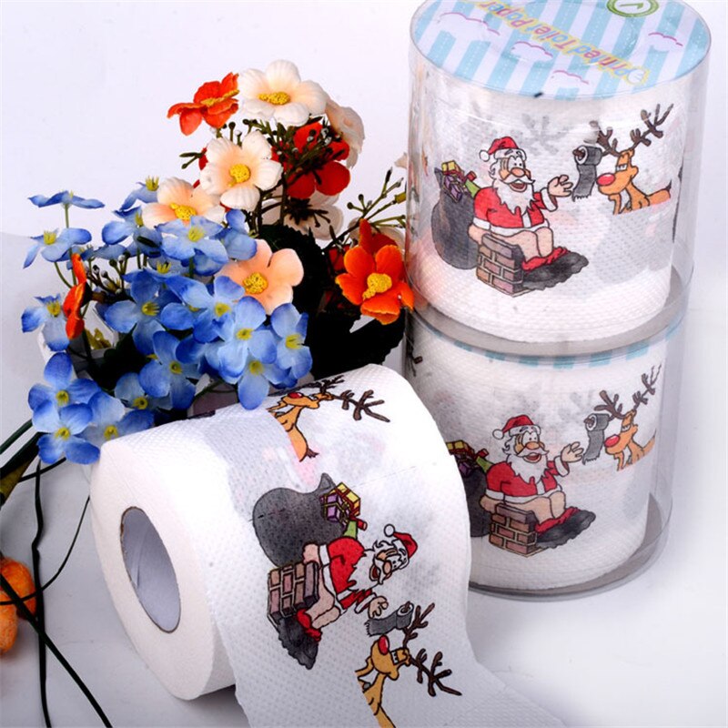 Rollos de papel higiénico con estampado de dólar europeo, graciosos números de bromas, papel de papel higiénico de Humour, papel de baño suave de 2 capas: Santa Claus