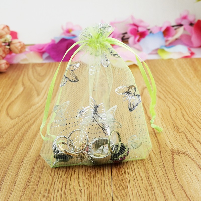 500pcs/lot 11x16cm Butterfly Organza Bags For Christmas Year Wedding Decoration Candy Package Pouches