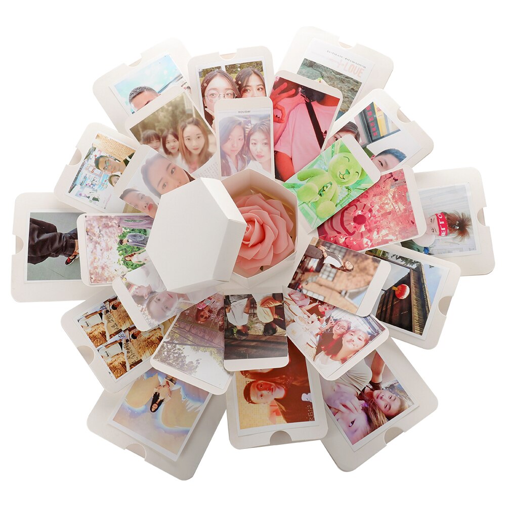 Diy Verrassing Explosie Doos Explosie Plakboek Foto Hexagon Album Voor Verjaardag Diy Fotoalbum Valentine: WHITE