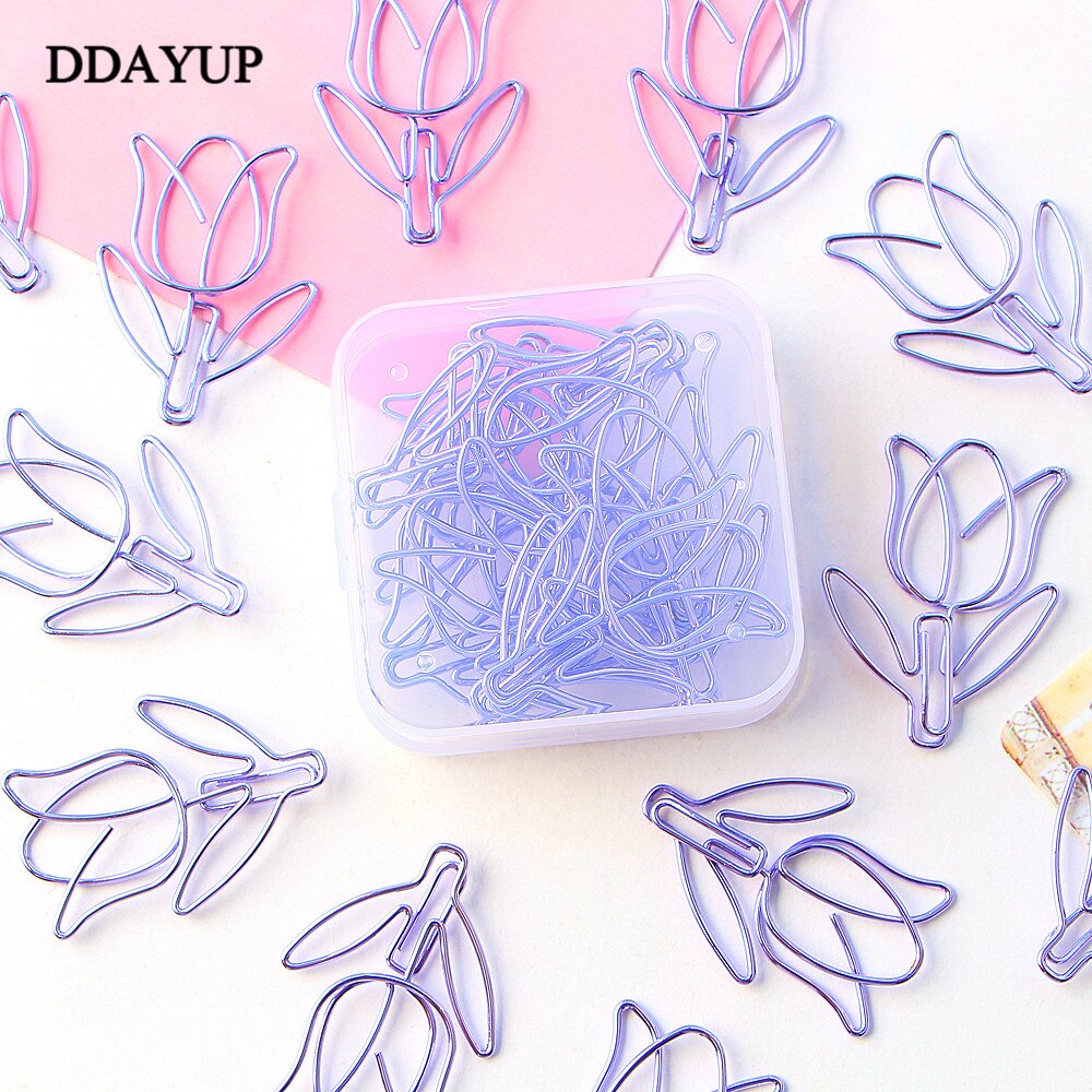 12Pcs/lot Tulip Bookmark Planner Paper Clip Material Escolar Bookmarks for Book Stationery School Supplies