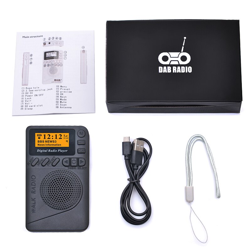 Digital DAB Radio Portable FM pocket Radio Receiver Rechargeable Mp3 player With LCD Display Good Sound Speakers for Home