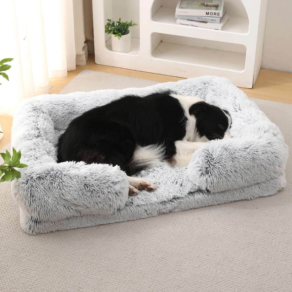 Winter Thickened Washable Removable Plush Fluffy Pet Bed for Large Medium Dogs Cats, Rectangular & Square Dog Bed Mat Cushion